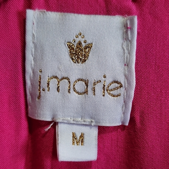 J. Marie Fuchsia Pink Blue Embroidered Floral Boho Dress Size Medium Flowy Tunic - Picture 8 of 8